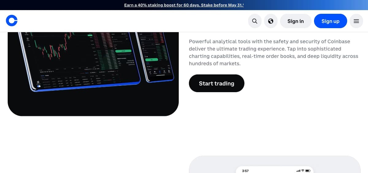Coinbase homepage — US regulated crypto exchange