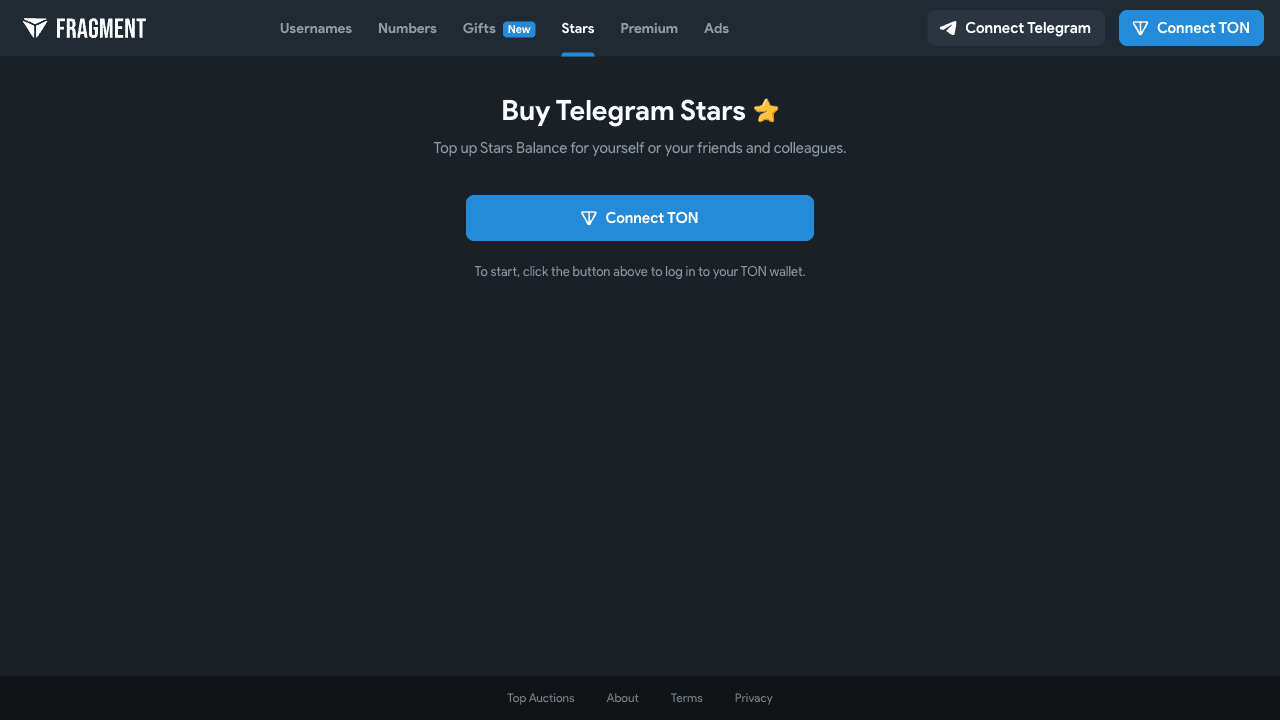 Fragment.com Stars purchase page showing price comparison
